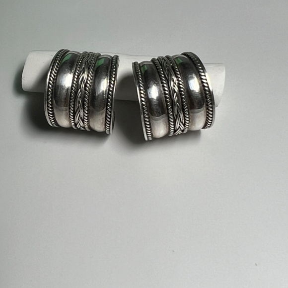 Vintage sterling silver hoop earrings - Chapal-Zenray -Braided Rope Design - Picture 10 of 11